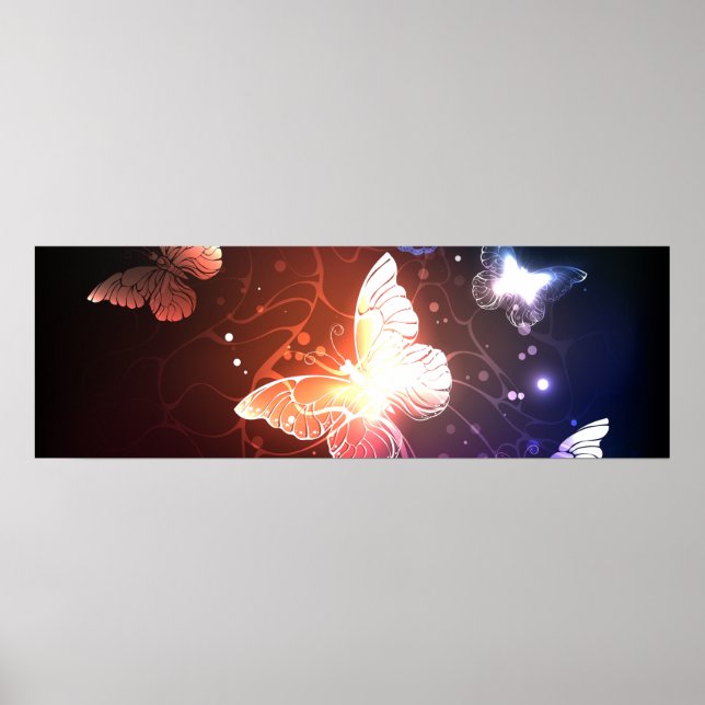 Glowing Night Butterflies Poster (Framsidan)