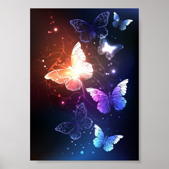 Glowing Night Butterflies Poster (Framsidan)