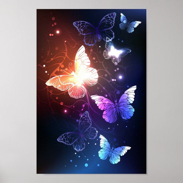 Glowing Night Butterflies Poster (Framsidan)