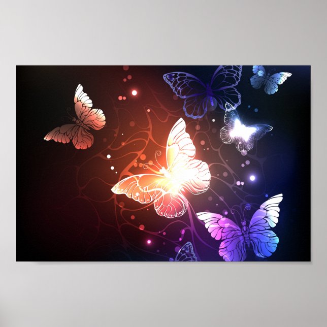 Glowing Night Butterflies Poster (Framsidan)