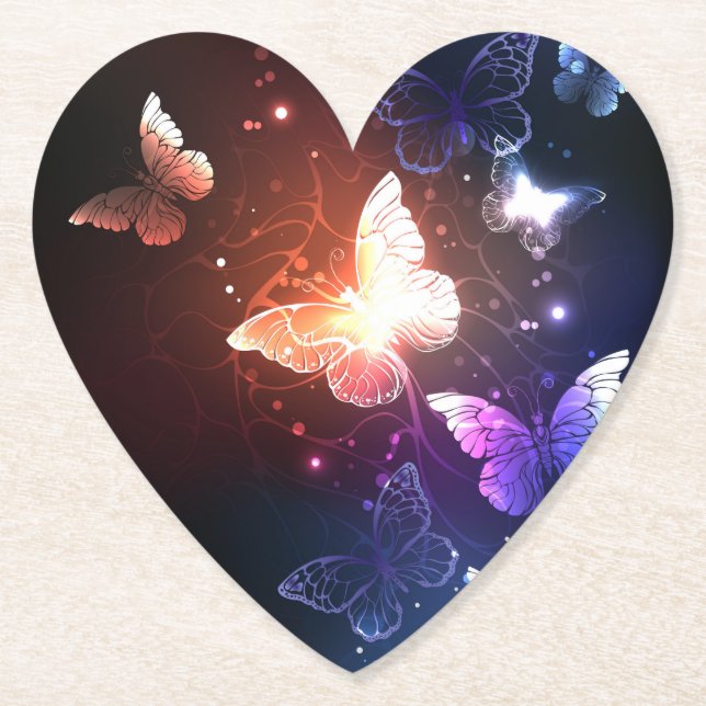 Glowing Night Butterflies Underlägg Papper (Framsida)