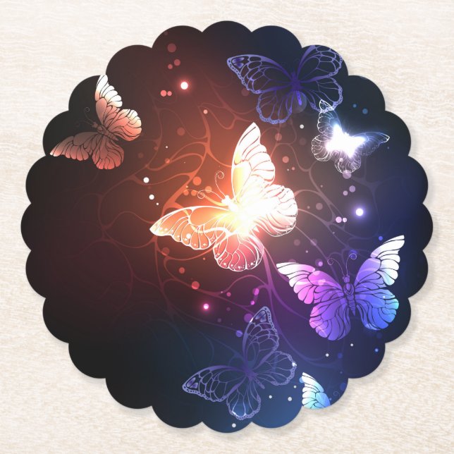 Glowing Night Butterflies Underlägg Papper (Framsida)