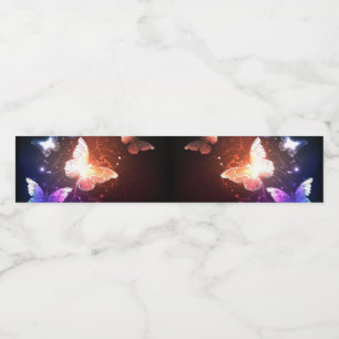 Glowing Night Butterflies Vattenflaska Etikett