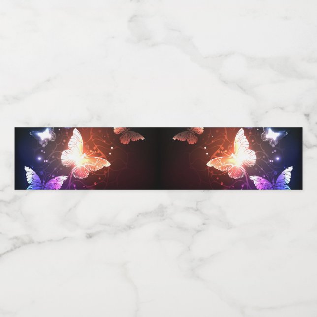 Glowing Night Butterflies Vattenflaska Etikett (Singel etikett)