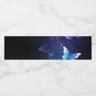 Glowing Night Butterflies Vattenflaskor Etikett