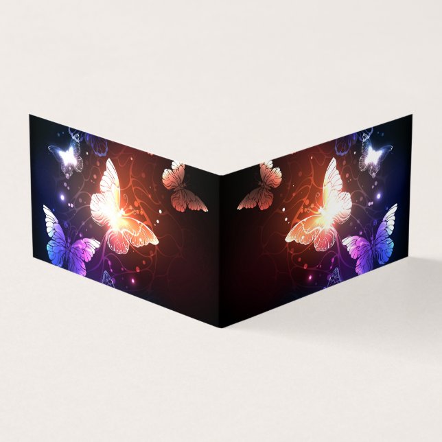 Glowing Night Butterflies Visitkort (Utsida)