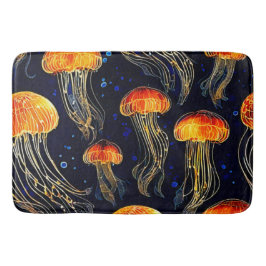 Glowing Ocean Jellyfish Art Badrumsmatta