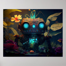 Glowing Ögon Tropical Forest Robot Poster