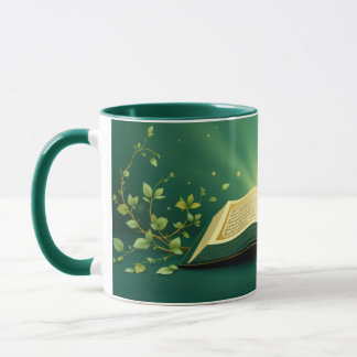 Glowing Open Quran Islamic Mug – Spiritual Green Mugg