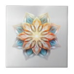 Glowing Pastel Färg Mandala Kakelplatta<br><div class="desc">Den här moderna plattan har en tredimensionell,  färgstark mandala på en projektionsyta i silver.</div>