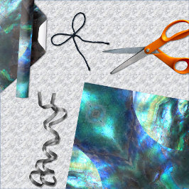 Glowing Paua NZ Blue Grönt Abalone Swirl Presentpapper