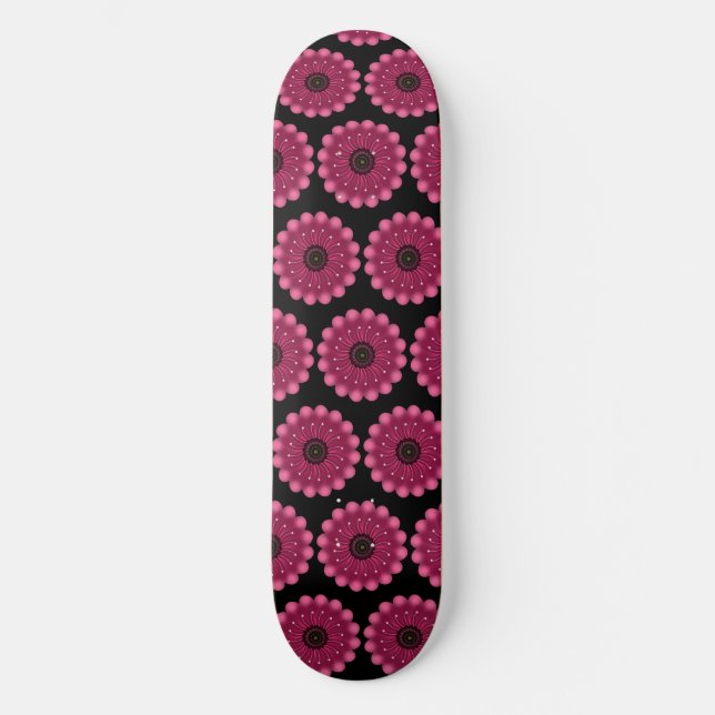 Glowing Pink Fantasy Flower | Abstract Neon Floral Mini Skateboard Bräda 18,5 Cm (Framsida)
