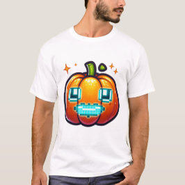 Glowing Pixel Pumpkin Halloween Retro Gamer T Shirt