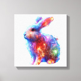 Glowing Prism Rabbit - Etheral Neon Light Animal Canvastryck