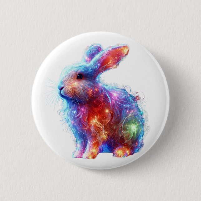 Glowing Prism Rabbit - Etheral Neon Light Animal Knapp (Framsida)