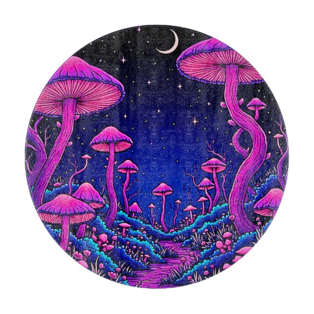 Glowing Psychedelic Mushroom Forest Night (Framsidan)