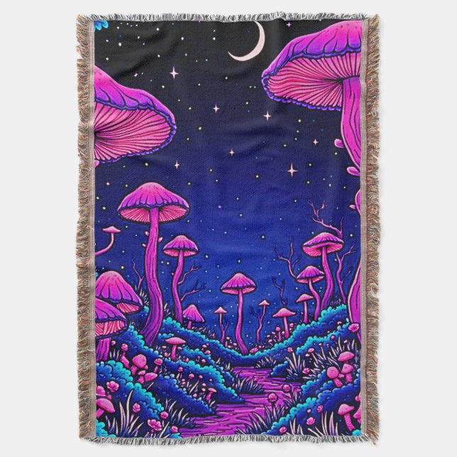 Glowing Psychedelic Mushroom Forest Night Filt (Framsidan Vertikal)
