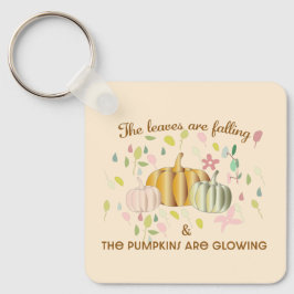 Glowing Pumpkin and Höst löv Blommigt Doodle Nyckelring