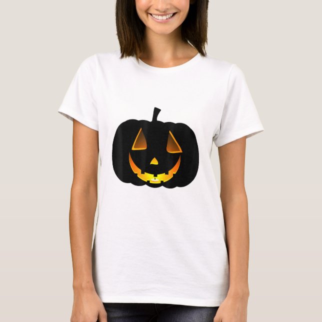 Glowing Pumpkin Ansikte Halloween Jack O Lanter T Shirt (Framsida)