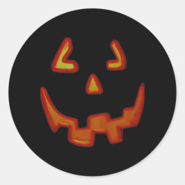 Glowing Pumpkin Ansikte Stickers Runt Klistermärke
