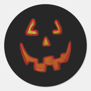 Glowing Pumpkin Ansikte Stickers Runt Klistermärke