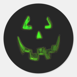 Glowing Pumpkin Ansikte Stickers Runt Klistermärke