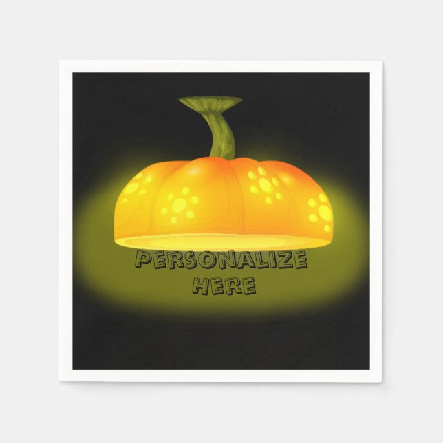 Glowing pumpkin faller unik söt orange svart pappersservett (Framsidan)