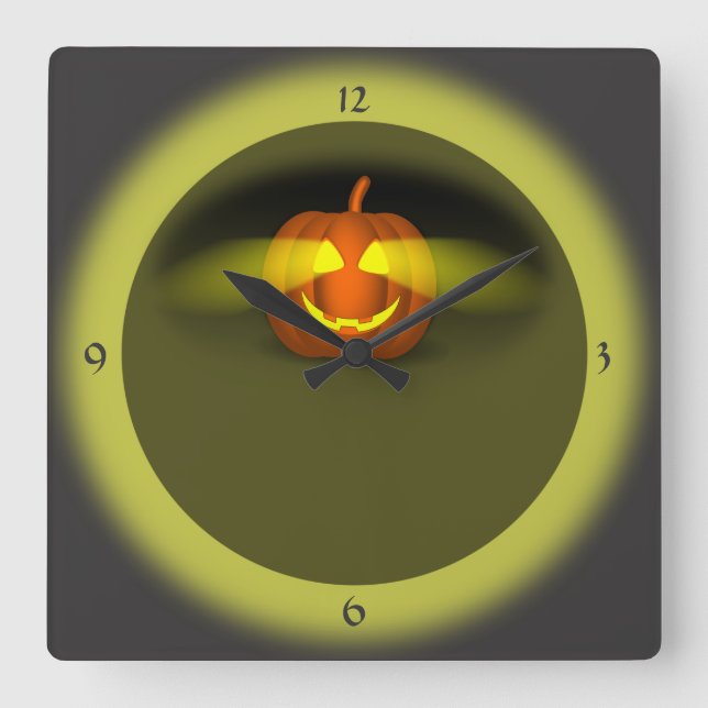 Glowing Pumpkin- Fyrkantig Klocka (Framsida)