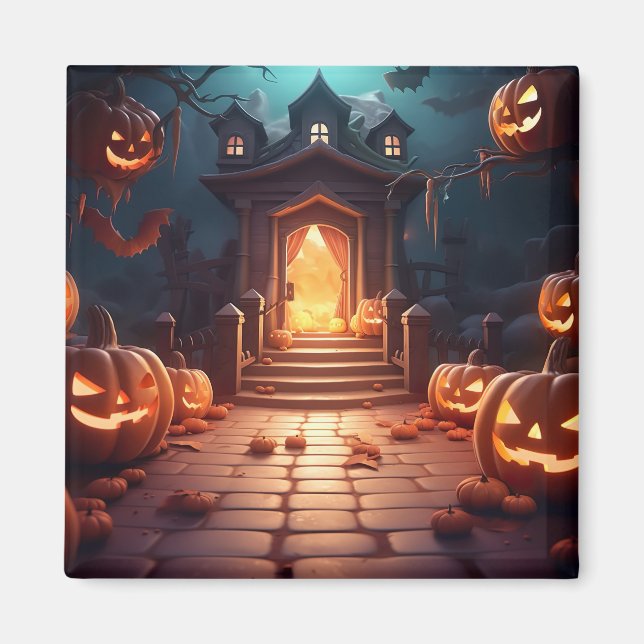 Glowing Pumpkin Halloween Magnet (Framsidan)