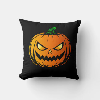 Glowing Pumpkin Horror Ansikte - Halloween Kudde