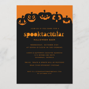 Glowing Pumpkins Halloween Bash-inbjudan Inbjudningar