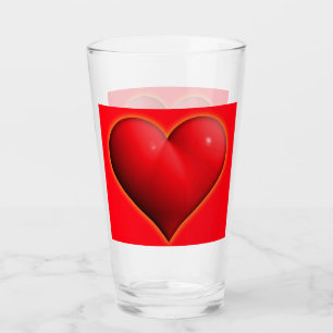 Glowing Red 3-D Heart Glaskopp
