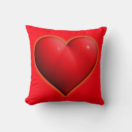 Glowing Red 3-D Heart Kudde