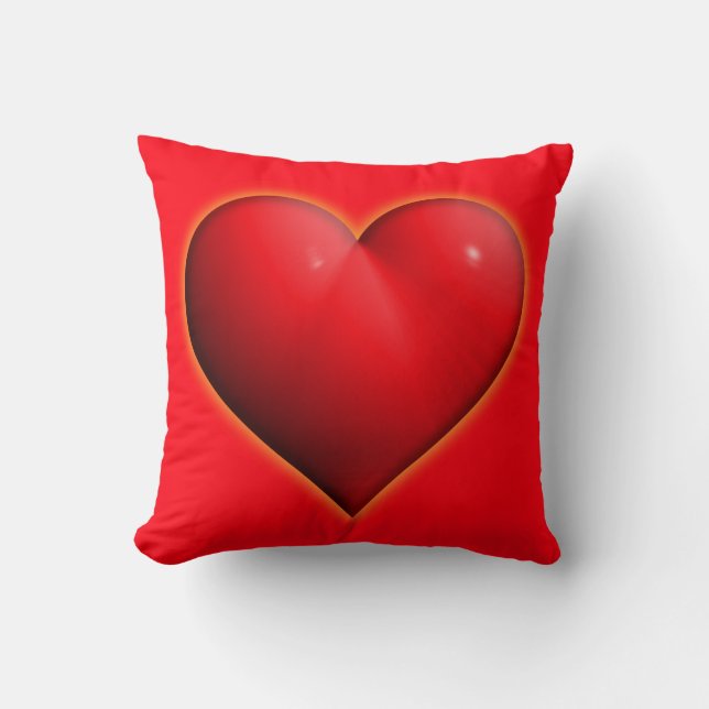 Glowing Red 3-D Heart Kudde (Framsida)
