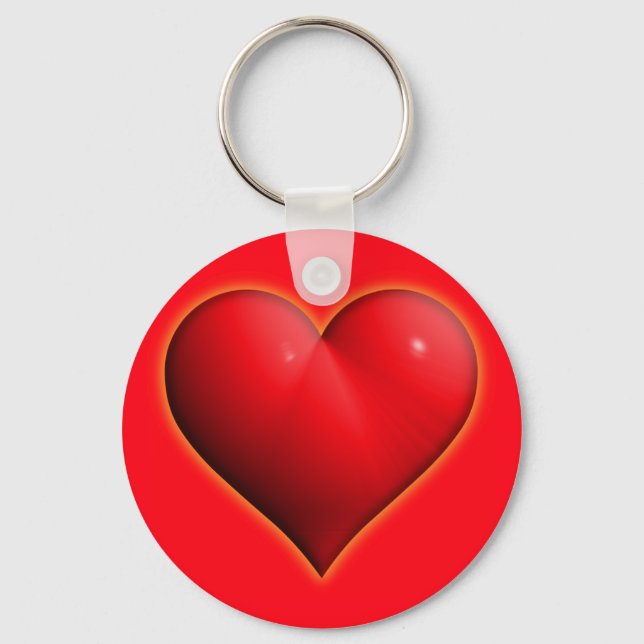 Glowing Red 3-D Heart Nyckelring (Framsida)