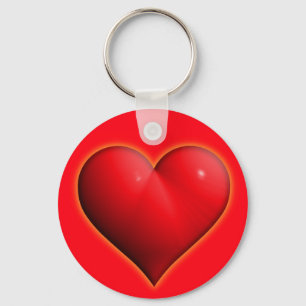 Glowing Red 3-D Heart Nyckelring