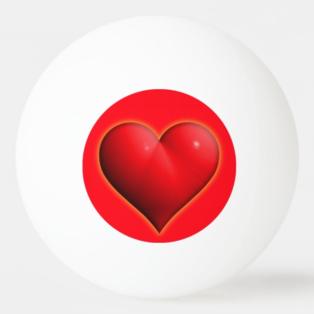 Glowing Red 3-D Heart Pingisboll (Framsidan)