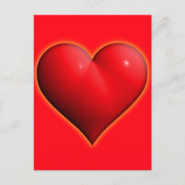 Glowing Red 3-D Heart Vykort