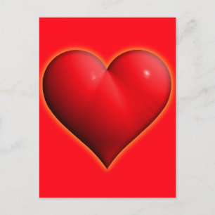 Glowing Red 3-D Heart Vykort