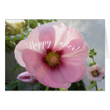 Glowing Rosa Hollyhock Flower Påsk Card