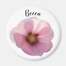 Glowing Rosa Hollyhock Flower Personlig Magnet