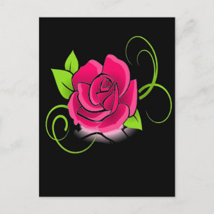 Glowing Rosa ros Vykort