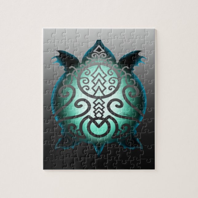 Glowing Silhouette Snapper Turtle Pussel (Vertikal)