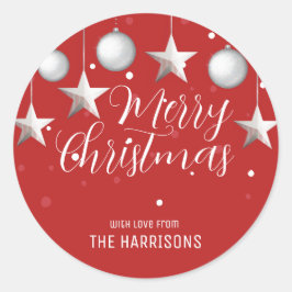Glowing Silver jul Baubles Red Runt Klistermärke