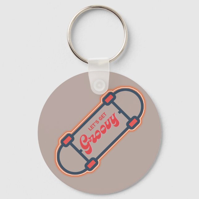 Glowing Skateboarder ...så att vi kan få groovy Nyckelring (Framsida)