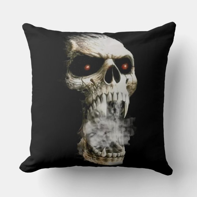"Glowing Skull Pillow: Brottligt Coola Decor Kudde (Framsida)