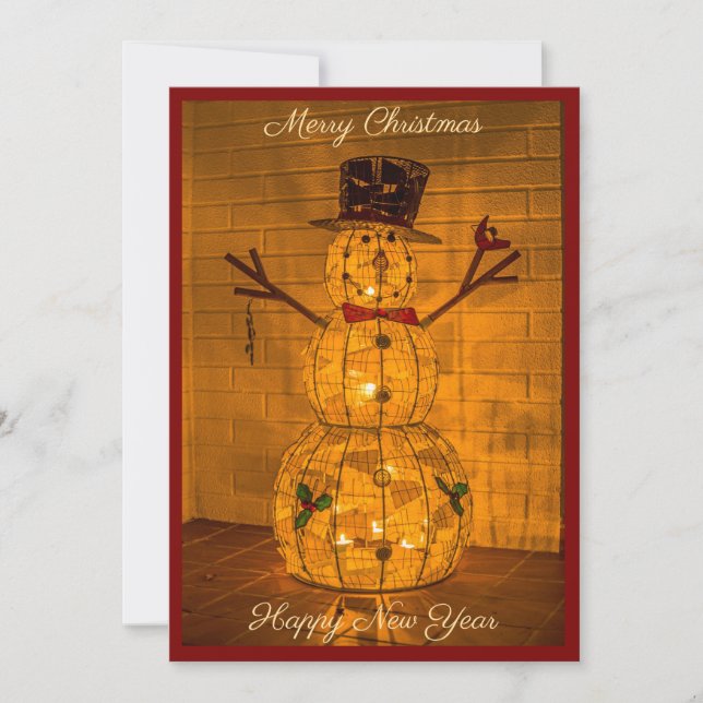 Glowing Snowman Holiday Card Julkort (Framsida)