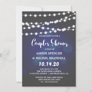 Glowing String Ljus Deep Blue Couple Shower Inbjudningar
