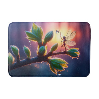 Glowing sunrise background with winged creature badrumsmatta
