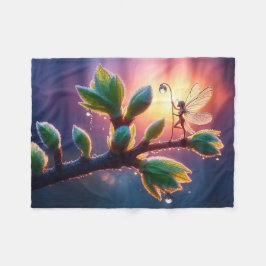 Glowing sunrise background with winged creature fleecefilt